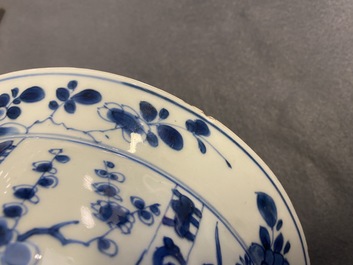 A pair of Chinese blue and white bowls, Kangxi